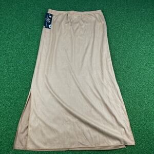 Vintage Y2K NWT Iz Byer Tan Suede Slit Side Girls Maxi Skirt Sz L